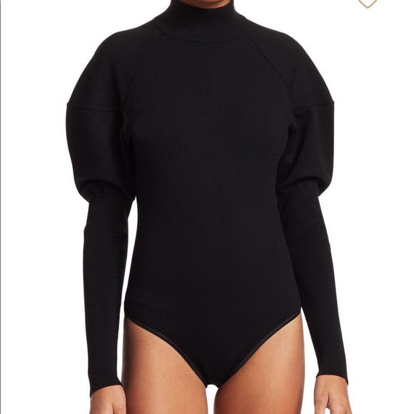 Alaia Sweaters - Alaia Gigot Sleeve wool textured bodysuit